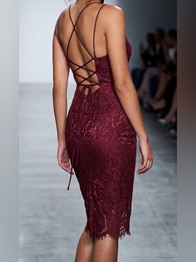 *like new* Blue Blush - Burgundy Lace High-low Corset Back Sleevless Dress